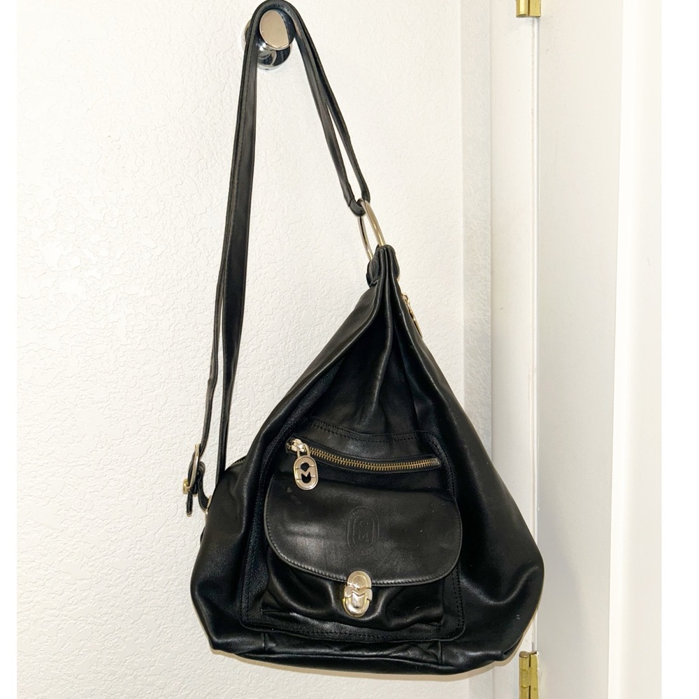 MARINO ORLANDI 🇮🇹 RaRe HandMade Double Sided Sling Shoulder Backpack in BLACK